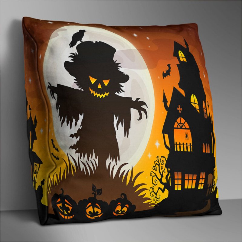 Dwustronna Drukowana Poszewka Na Poduszkę Na Halloween Domowa Sofa Miękka Narzuta Art Decor