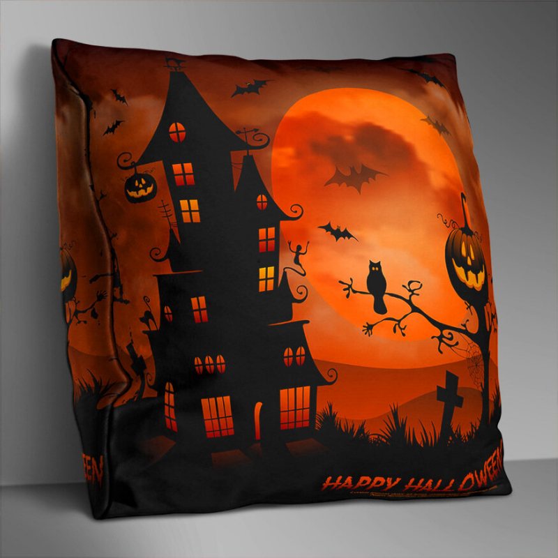 Dwustronna Drukowana Poszewka Na Poduszkę Na Halloween Domowa Sofa Miękka Narzuta Art Decor