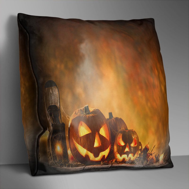 Dwustronna Drukowana Poszewka Na Poduszkę Na Halloween Domowa Sofa Miękka Narzuta Art Decor