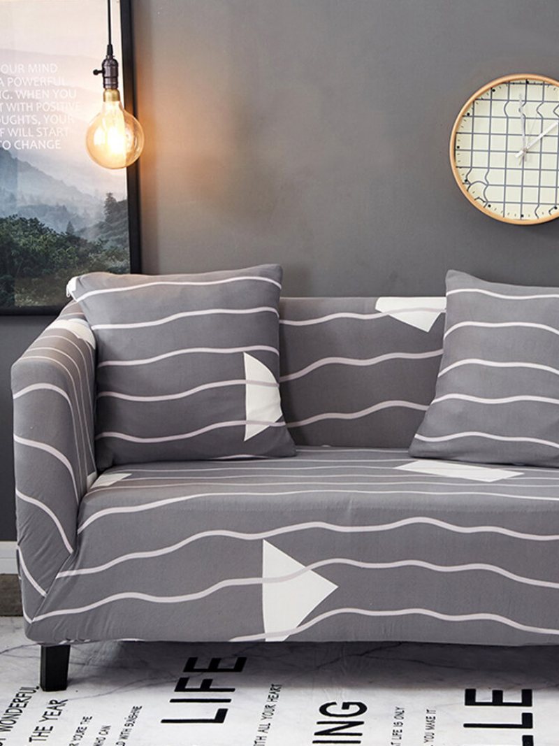 Elastyczna Antypoślizgowa Dwuosobowa Narzuta Na Sofę Z 2 Poszewkami Na Poduszkę Szara Sofa Protect Cover Home Decor