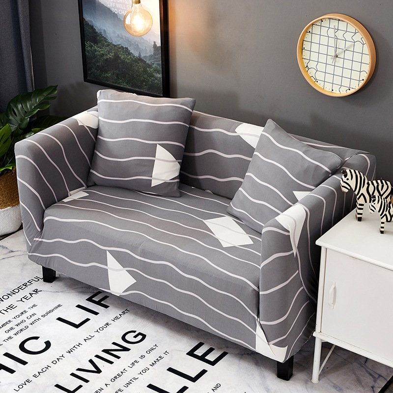 Elastyczna Antypoślizgowa Dwuosobowa Narzuta Na Sofę Z 2 Poszewkami Na Poduszkę Szara Sofa Protect Cover Home Decor