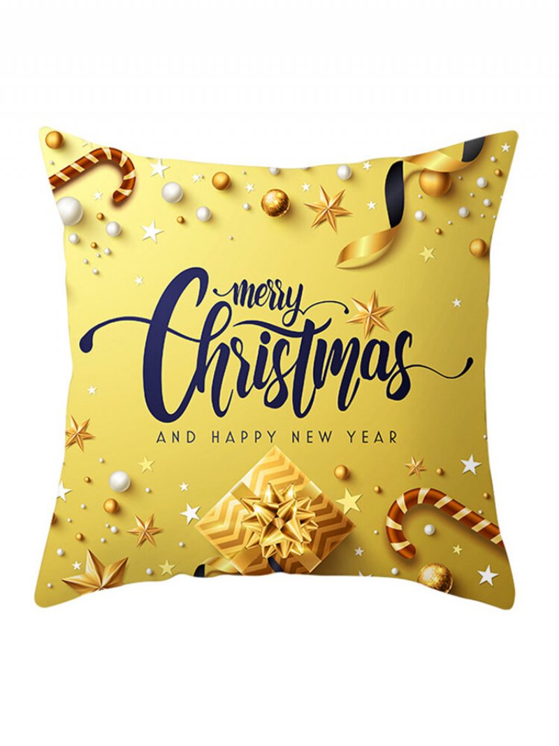 Golden Jingle Merry Christmas Pościel Rzuć Poszewka Na Poduszkę Domowa Sofa Świąteczna Dekoracyjna Na