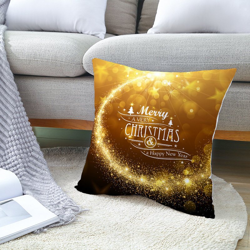 Golden Jingle Merry Christmas Pościel Rzuć Poszewka Na Poduszkę Domowa Sofa Świąteczna Dekoracyjna Na