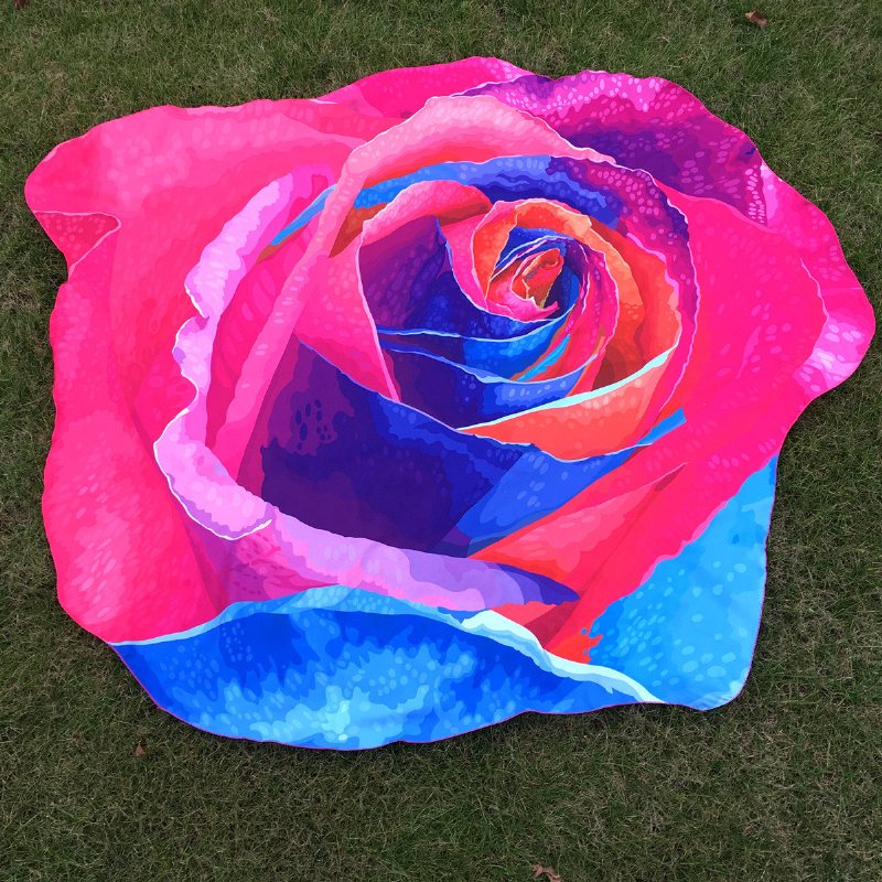 Honana Wx-89 147cm Symulacja 3d Rose Ręcznik Plażowy Romantyczny Kąpielowy Dla Kobiet Szalik Prześcieradło Tapestry