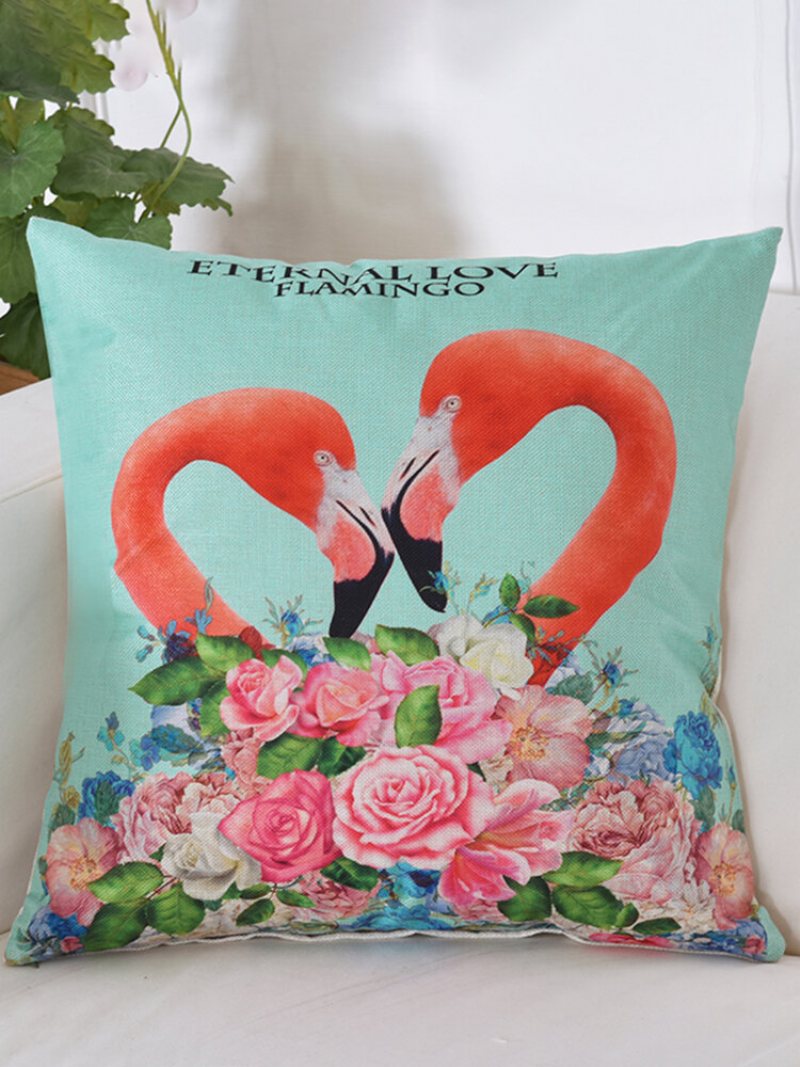 Kreatywny Flamingo Cartoon Wzór Bawełniana Poszewka Na Poduszkę Home Decor