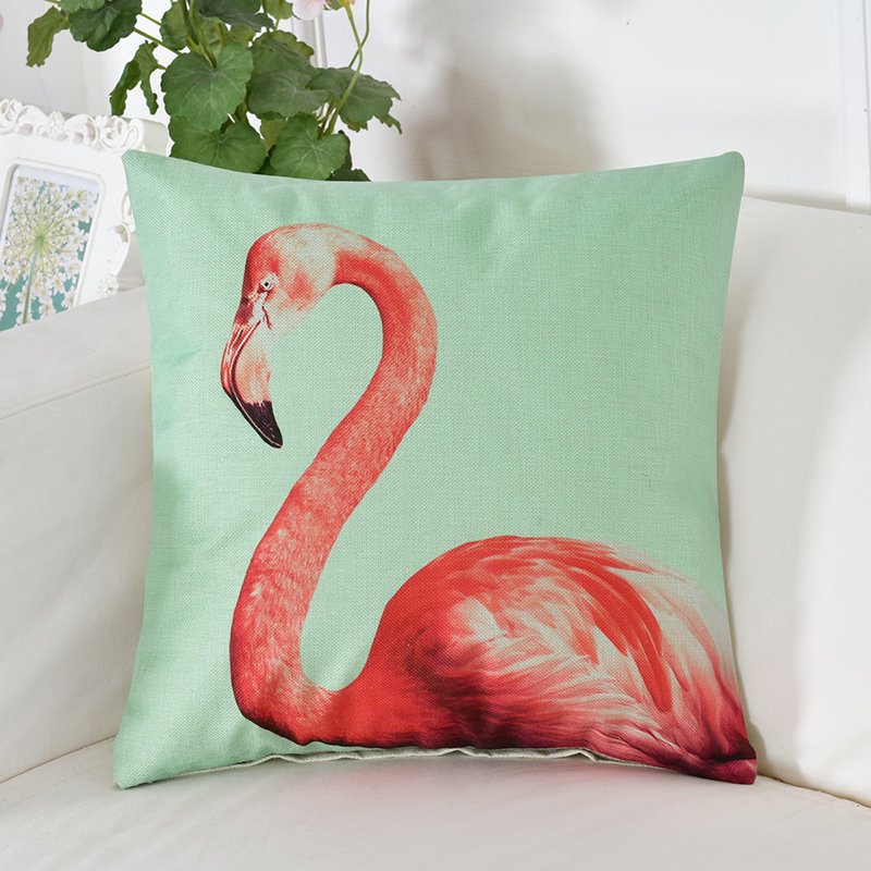 Kreatywny Flamingo Cartoon Wzór Bawełniana Poszewka Na Poduszkę Home Decor