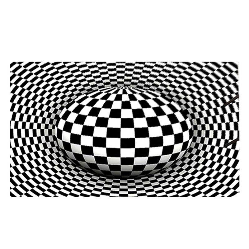 Okrągły Dywan W Kratkę Vortexs Optical Illusions Antypoślizgowy Dywanik Durbale Antypoślizgowa Mata Podłogowa Włóknina Czarny Biały Wycieraczka Do Salonu Jadalnia Sypialnia Kuchnia