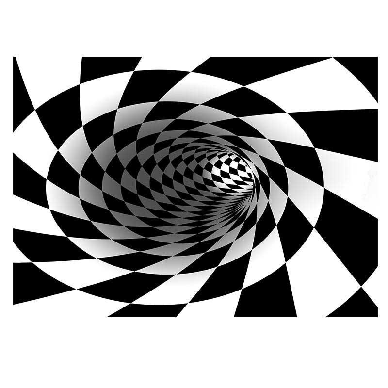 Okrągły Dywan W Kratkę Vortexs Optical Illusions Antypoślizgowy Dywanik Durbale Antypoślizgowa Mata Podłogowa Włóknina Czarny Biały Wycieraczka Do Salonu Jadalnia Sypialnia Kuchnia