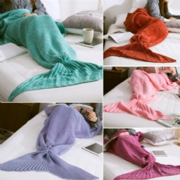 Przędza Knitting Mermaid Tail Koc Włókna Ciepłe Super Miękkie Home Office Sleep Bag Łóżko Mat