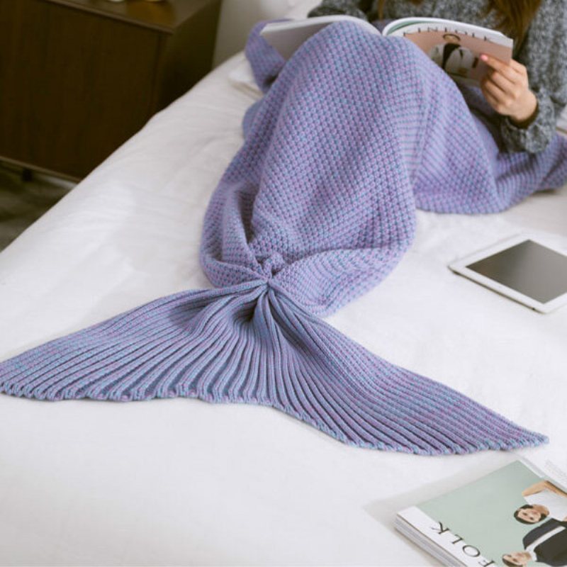 Przędza Knitting Mermaid Tail Koc Włókna Ciepłe Super Miękkie Home Office Sleep Bag Łóżko Mat