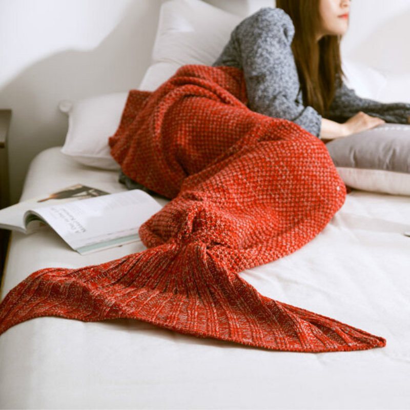 Przędza Knitting Mermaid Tail Koc Włókna Ciepłe Super Miękkie Home Office Sleep Bag Łóżko Mat