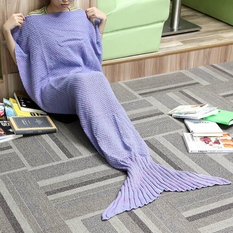 Przędza Knitting Mermaid Tail Koc Włókna Ciepłe Super Miękkie Home Office Sleep Bag Łóżko Mat