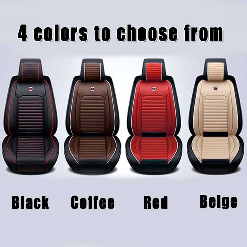 Pu Leather General Car Seat Wodoodporne Pokrowce Na Maty Oddychająca Luksusowa Poduszka Fotelik Samochodowy Protector Cover Pasuje Na Cztery Pory Roku (1 Szt.)