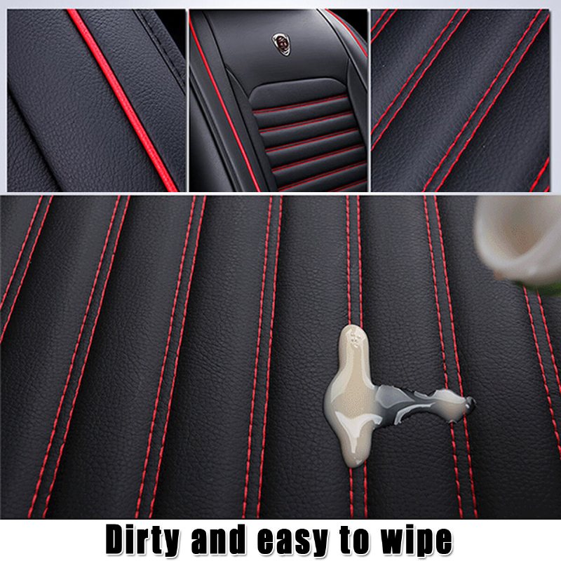 Pu Leather General Car Seat Wodoodporne Pokrowce Na Maty Oddychająca Luksusowa Poduszka Fotelik Samochodowy Protector Cover Pasuje Na Cztery Pory Roku (1 Szt.)