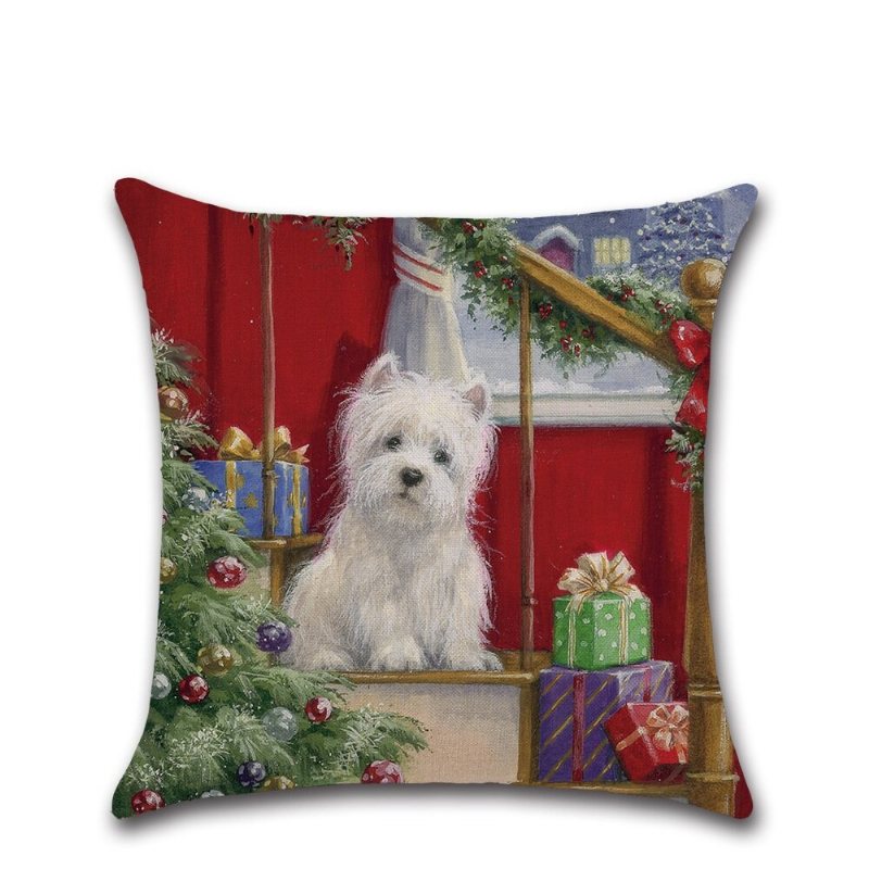 Retro Boże Narodzenie Santa Doggy Pościel Rzuć Poszewka Na Poduszkę Domowa Na Na Sofę Christmas Gift Decor