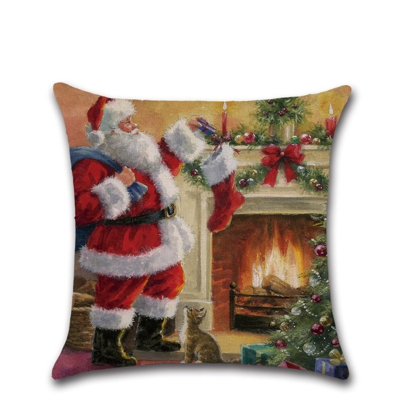 Retro Boże Narodzenie Santa Doggy Pościel Rzuć Poszewka Na Poduszkę Domowa Na Na Sofę Christmas Gift Decor