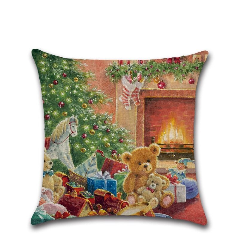 Retro Boże Narodzenie Santa Doggy Pościel Rzuć Poszewka Na Poduszkę Domowa Na Na Sofę Christmas Gift Decor