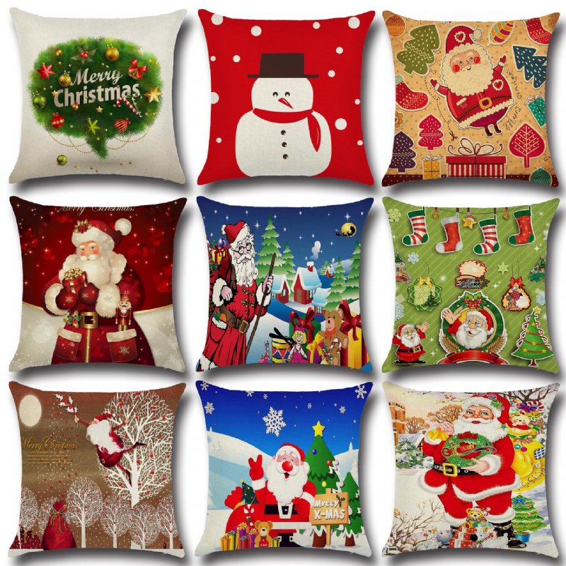 Retro Cartoon Christmas Santa Drukowane Rzuć Poszewki Na Poduszki Home Sofa Poszewka Decor