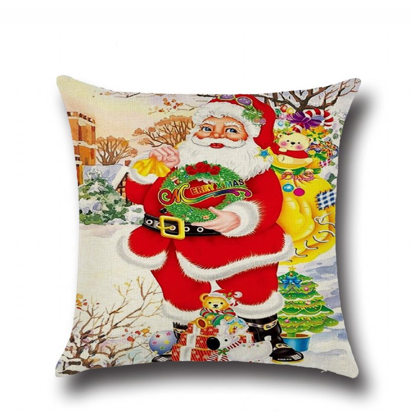 Retro Cartoon Christmas Santa Drukowane Rzuć Poszewki Na Poduszki Home Sofa Poszewka Decor