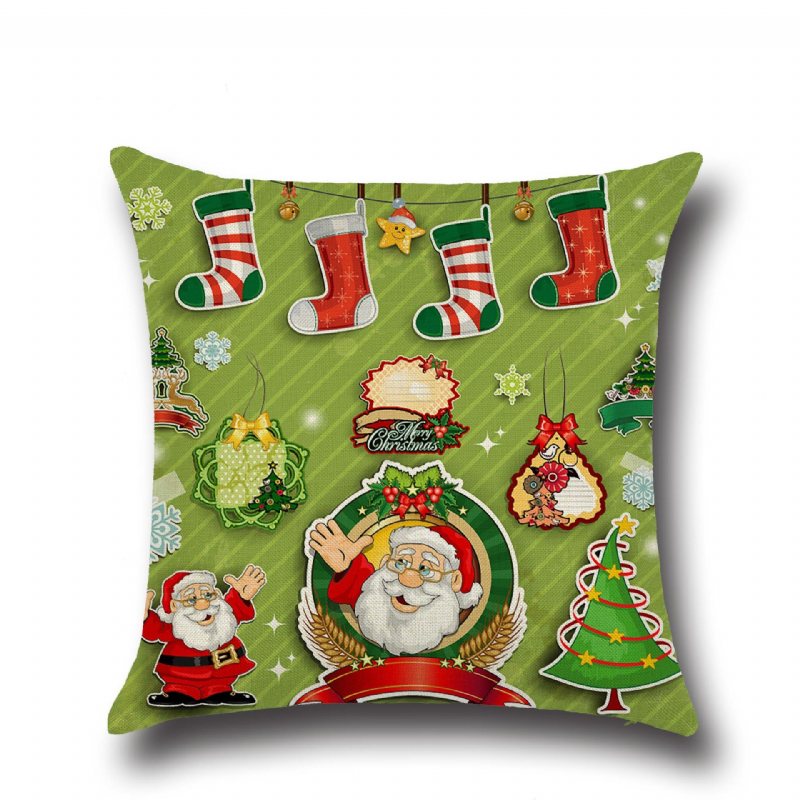 Retro Cartoon Christmas Santa Drukowane Rzuć Poszewki Na Poduszki Home Sofa Poszewka Decor