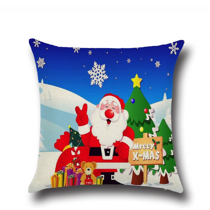 Retro Cartoon Christmas Santa Drukowane Rzuć Poszewki Na Poduszki Home Sofa Poszewka Decor