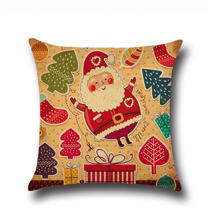 Retro Cartoon Christmas Santa Drukowane Rzuć Poszewki Na Poduszki Home Sofa Poszewka Decor