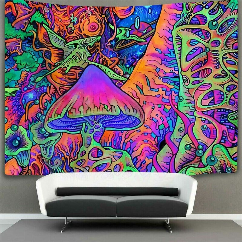 Streszczenie Grzyb Psychodeliczny Tło Tkanina Tło Dekoracja Ścienna Gobelin Home Decoration Mural