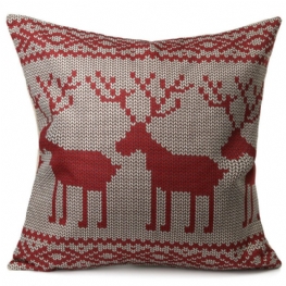 Vintage Christmas Series Deer Poszewka Na Poduszkę Bawełniana Kwadratowa Sofa Rzuć Na