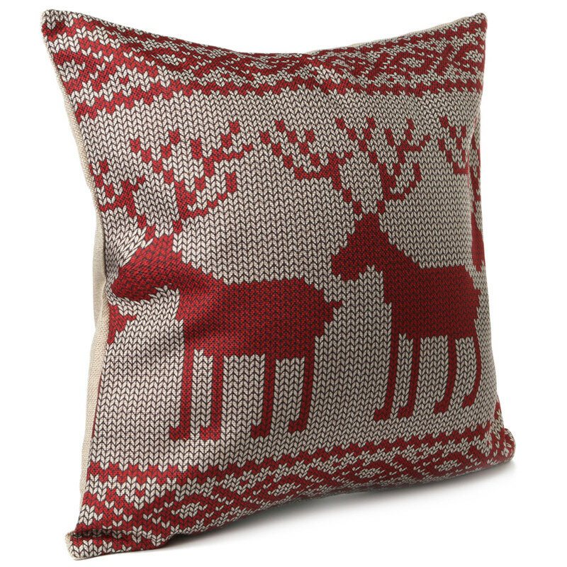 Vintage Christmas Series Deer Poszewka Na Poduszkę Bawełniana Kwadratowa Sofa Rzuć Na