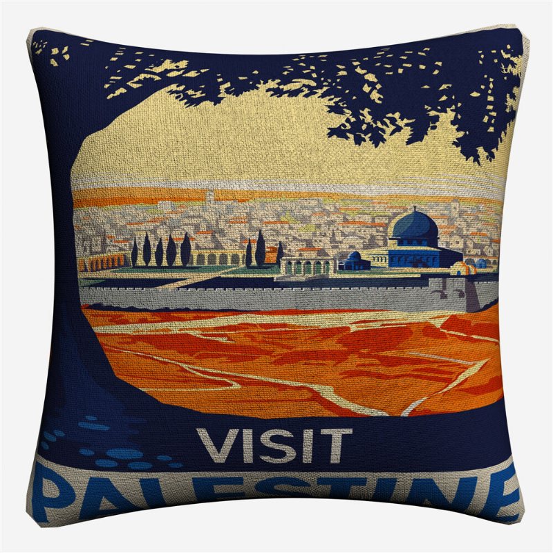 Vintage City Landmark Pattern Lniana Poszewka Na Poduszkę Home Sofa Biuro Talia Poszewki Na Poduszki Art Dec