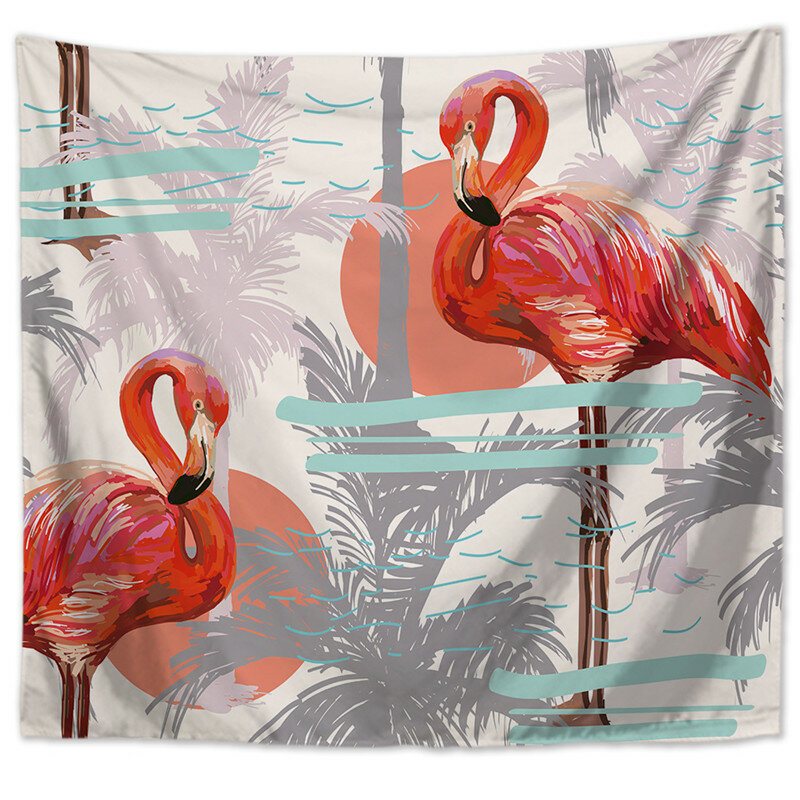 Wall Hanging Flamingo Drukowane Gobeliny Dekoracja Pokoju Art Rośliny Tropikalne Mata Do Jogi