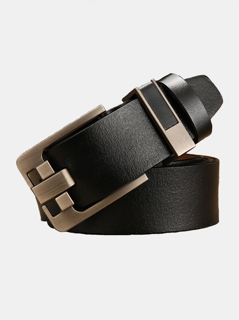 Męski Skórzany Pasek Z Drugiej Warstwy Bydlęcej Ze Stopu W Jednolitym Kolorze Ze Sprzączką Vintage Casual Business Belt