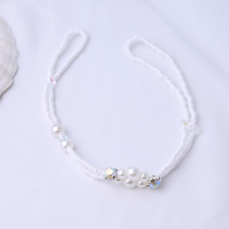 Summer Fresh Pearl Diamond Crystal Zroszony Anklet Beach Prosty Seksowny Łańcuszek Na Palce