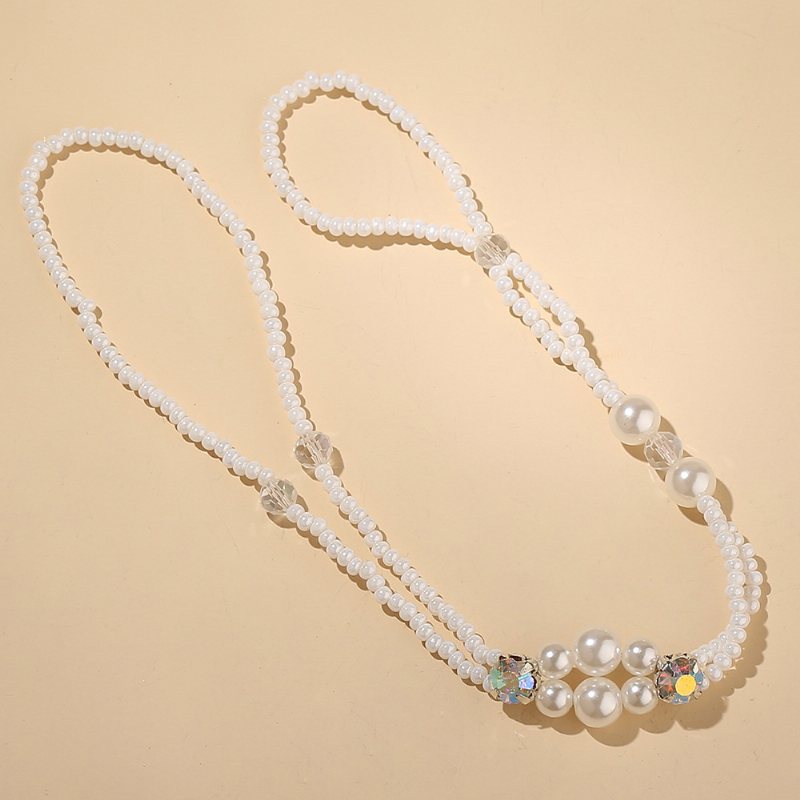 Summer Fresh Pearl Diamond Crystal Zroszony Anklet Beach Prosty Seksowny Łańcuszek Na Palce