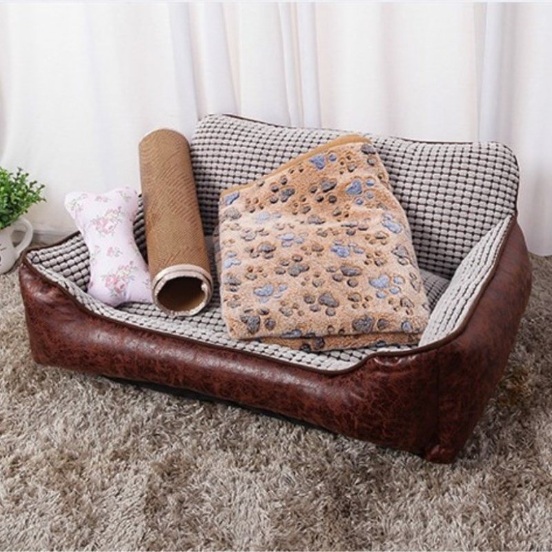 4 W 1 Luksusowa Skórzana Sofa Rozkładana Z Kocem Cusion Dog Cat Sleeping Kennel Four Seasons