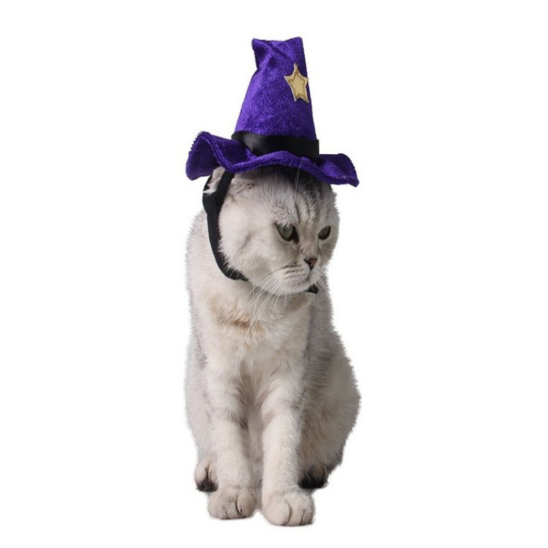 Akcesoria Na Halloween Fioletowy Kot Zaopatrzenie Firm Regulowany Krzyż Sukienka Pet Hat