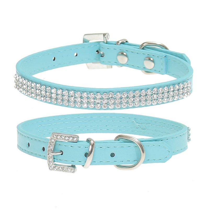 Cyrkonie Diamante Crystal Band Pu Leather Bling Puppy Dog Cat Pet Collar Tag