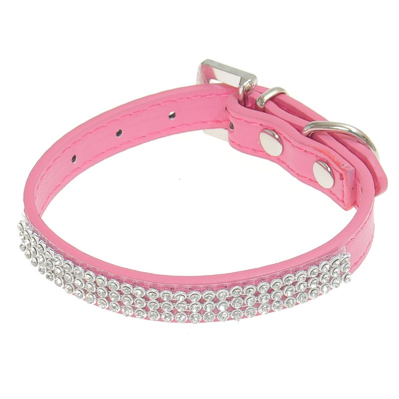 Cyrkonie Diamante Crystal Band Pu Leather Bling Puppy Dog Cat Pet Collar Tag