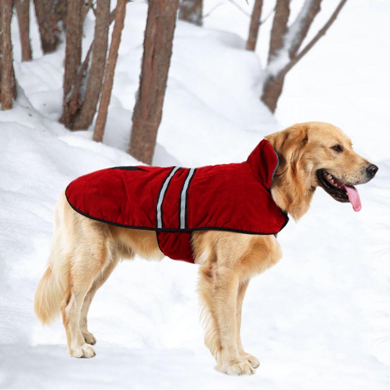 Dog Pet Outdoor Winter Wodoodporny Płaszcz Przeciwdeszczowy Kurtka Z Polaru Odblaskowy Sejf