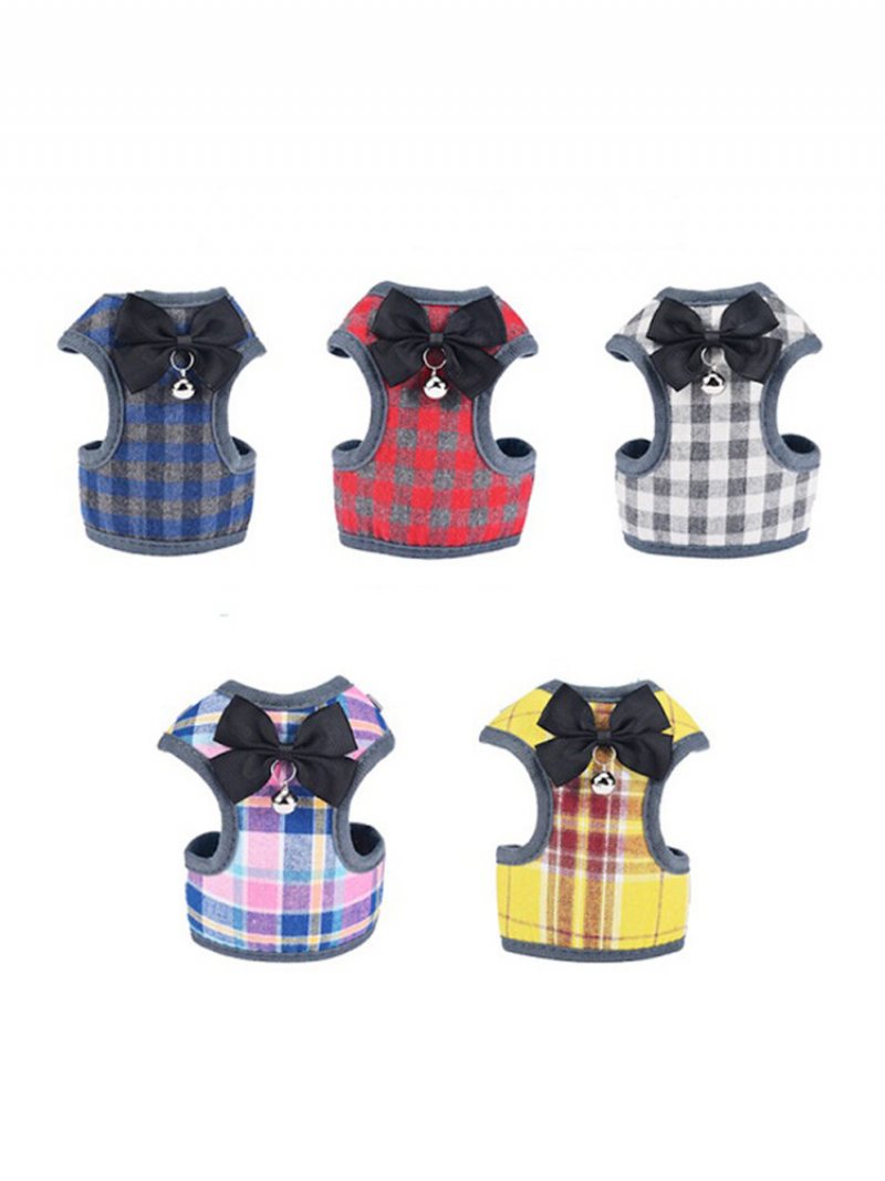 Pet Dog Plaid Vest Pasek Na Klatkę Piersiową Wygodna Oddychająca Suknia Wieczorowa Smycz