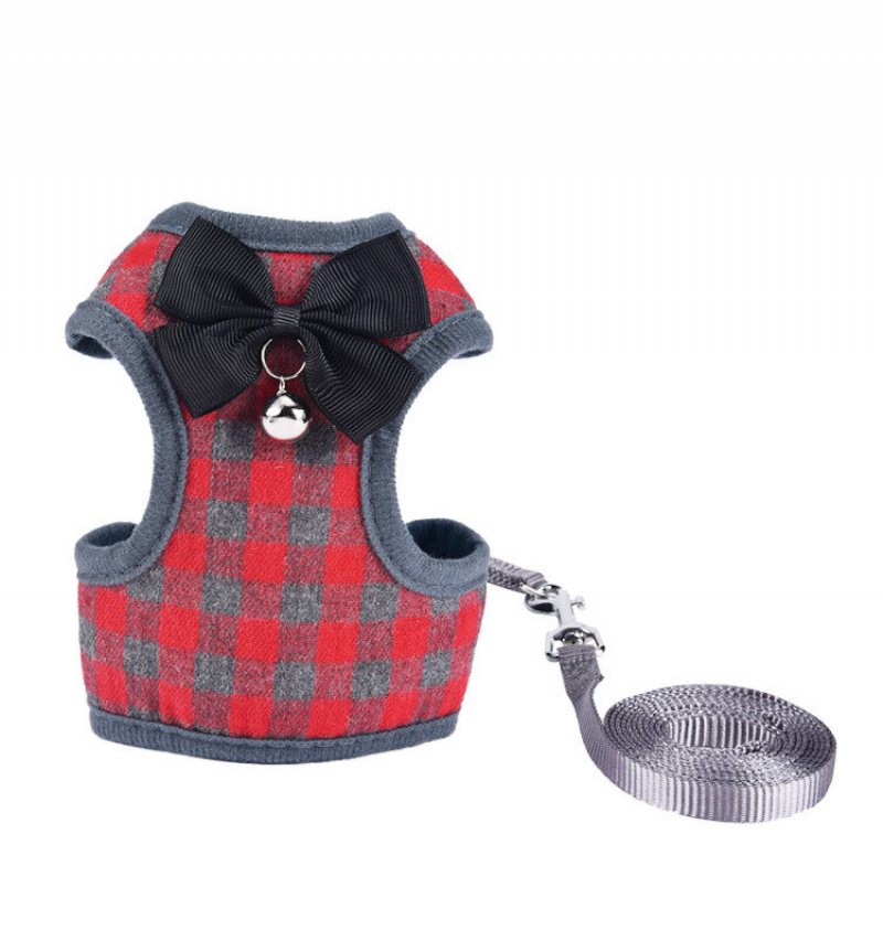 Pet Dog Plaid Vest Pasek Na Klatkę Piersiową Wygodna Oddychająca Suknia Wieczorowa Smycz