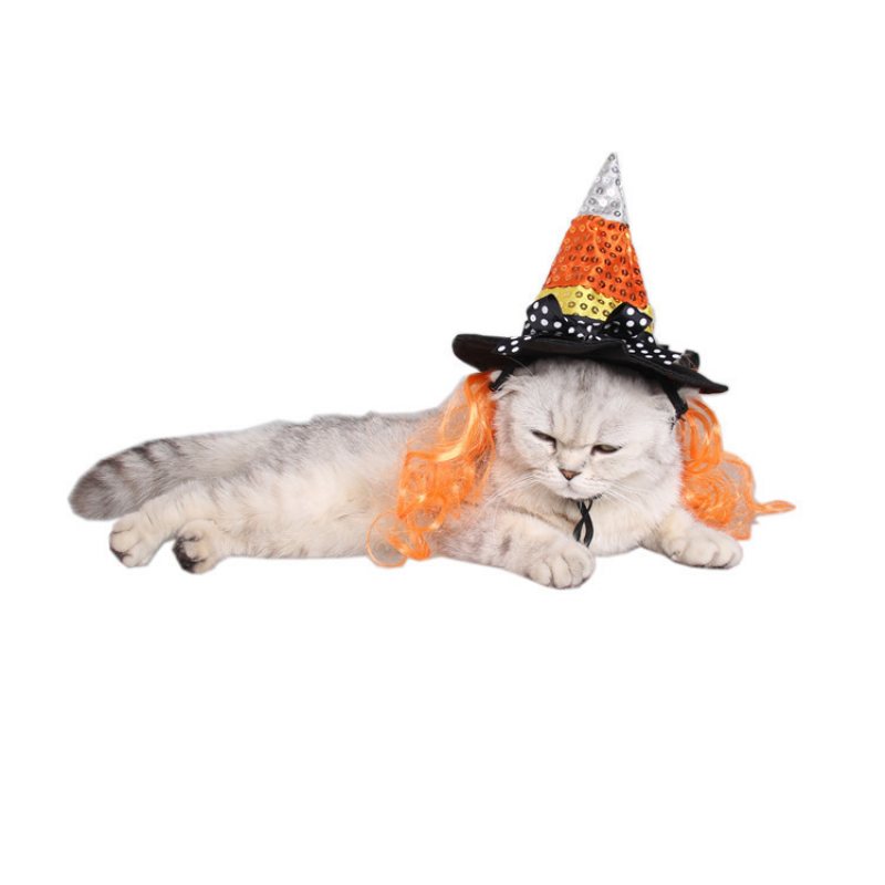 Pet Halloween Supplies Flower Pet Accessories Holiday Prom Decoration Hat Wizard Angular Hat