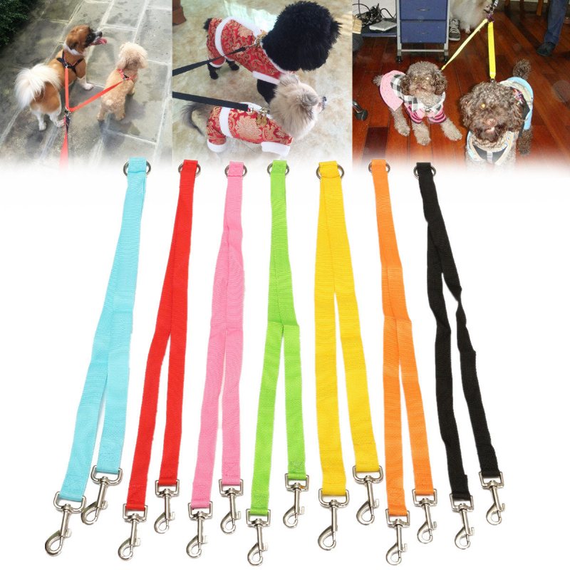 Poliester Duplex Double Dog Coupler Twin Lead 2 Way Two Pet Walking Leash Safety