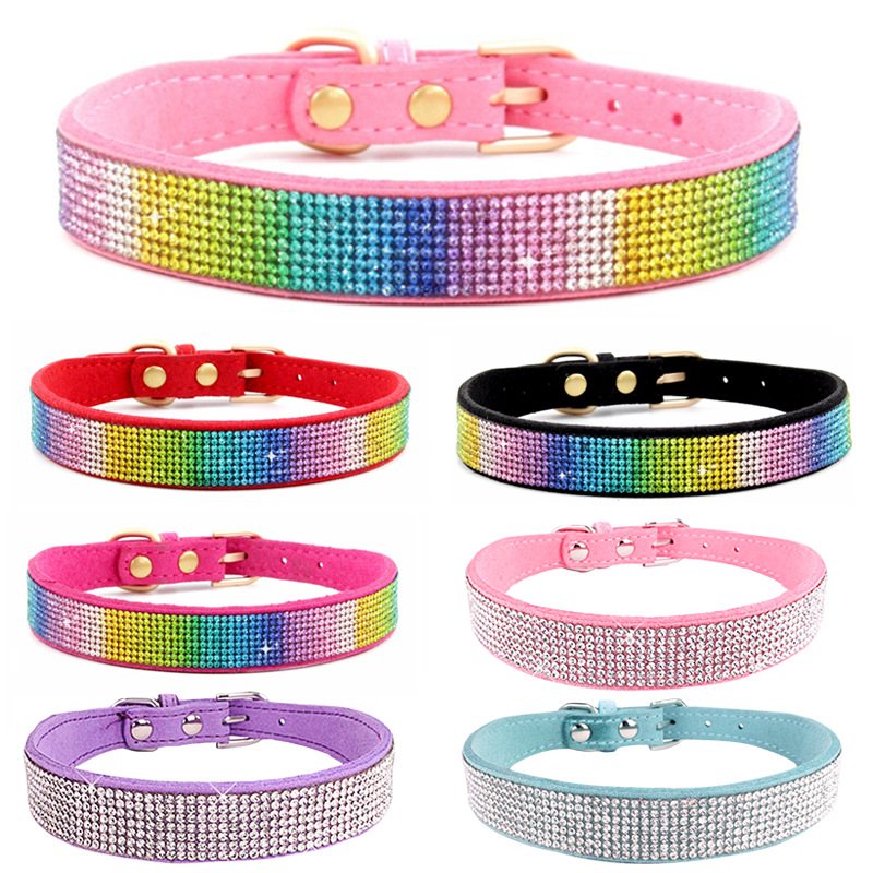 Shiny Rhinestone Hot Diamond Pet Collar Mikrofibra Trwała Obroża Dla Psa Miękka I Wygodna Dla Kota