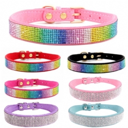 Shiny Rhinestone Hot Diamond Pet Collar Mikrofibra Trwała Obroża Dla Psa Miękka I Wygodna Dla Kota