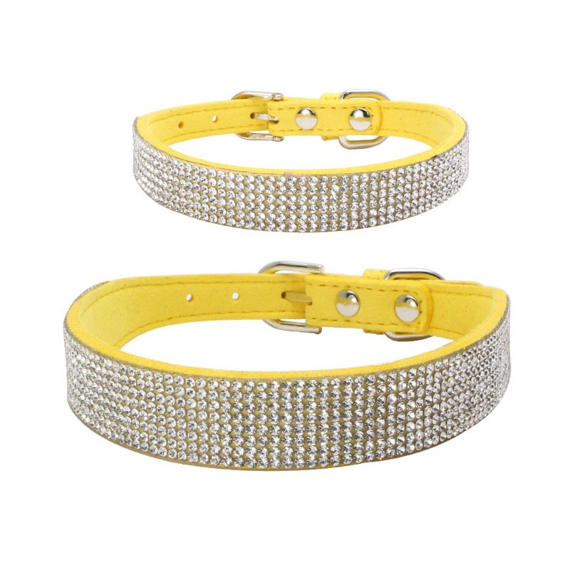 Shiny Rhinestone Hot Diamond Pet Collar Mikrofibra Trwała Obroża Dla Psa Miękka I Wygodna Dla Kota