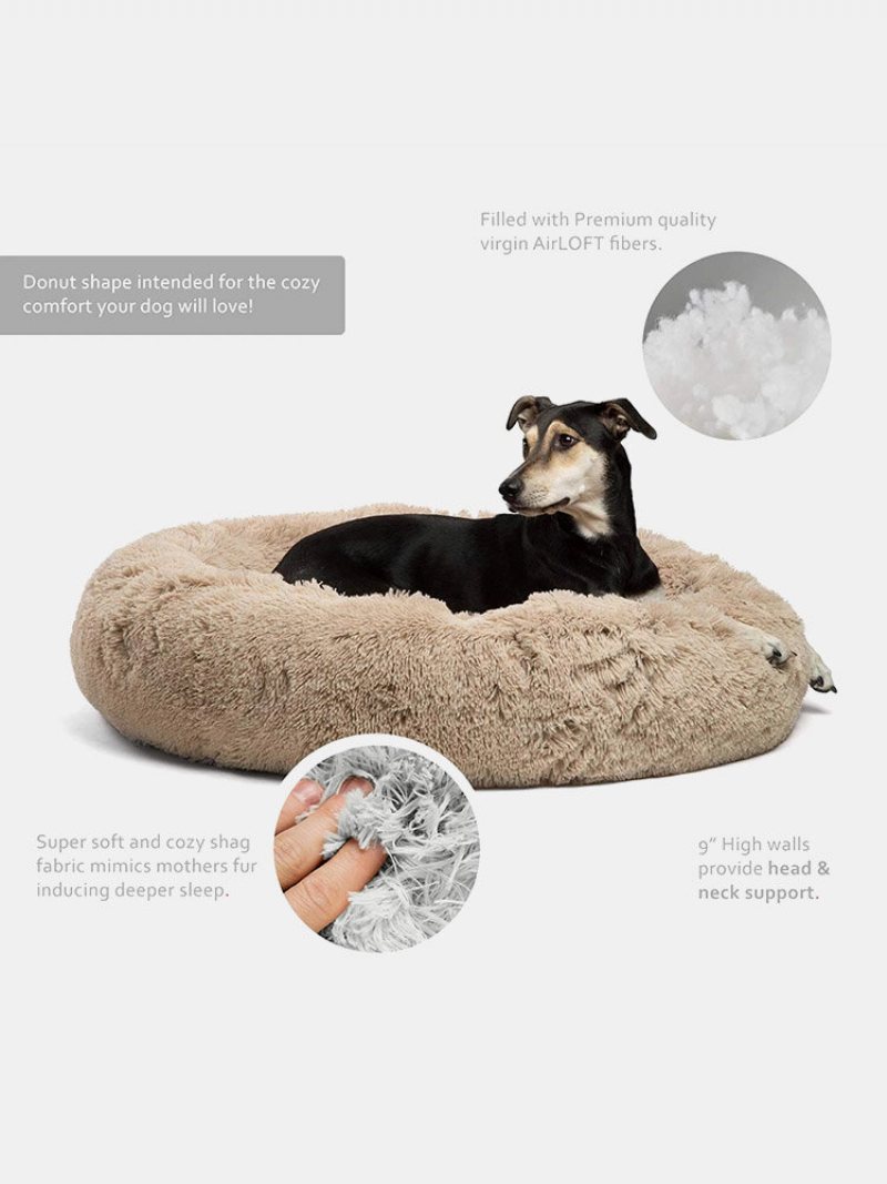 Wygodne Uspokajające Legowisko Dla Zwierząt Winter Warm Long Plush Soft Round Kennel Dog Cat Sleeping Cushion Mat